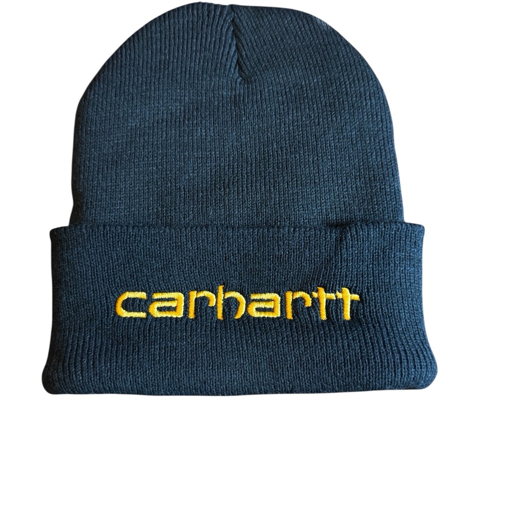 Carhartt Black Knit Insulated Logo Graphic Cuffed Beanie Hat - Picture 3 of 6